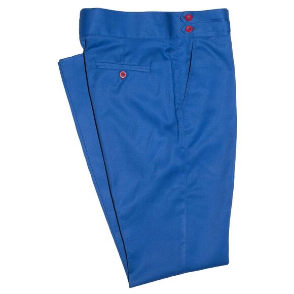 Mens Gurkha Pants Royal Blue Cotton Slim Straight Flat Front Chino Trousers 34